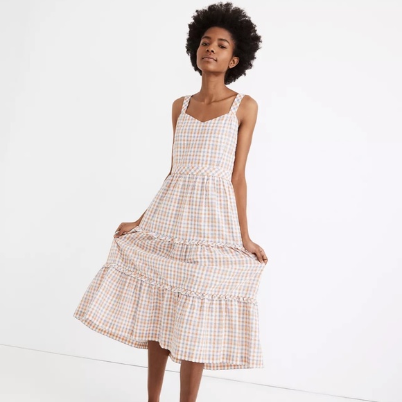 Madewell | Dresses | Gingham Sweetheart Ruffletiered Midi Dress | Poshmark